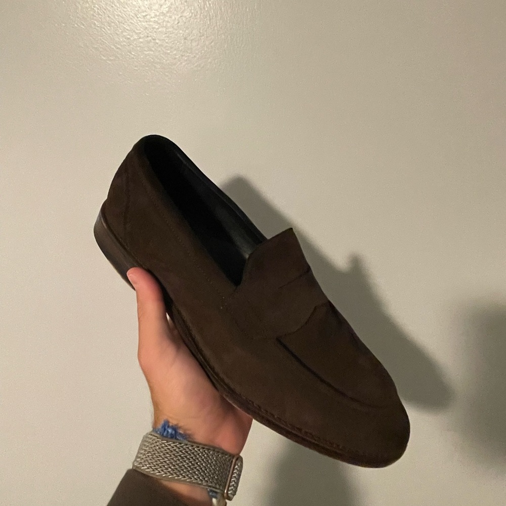 Allen Edmonds Chocolate Brown Suede Mercer Street Loafers size 12M EUC